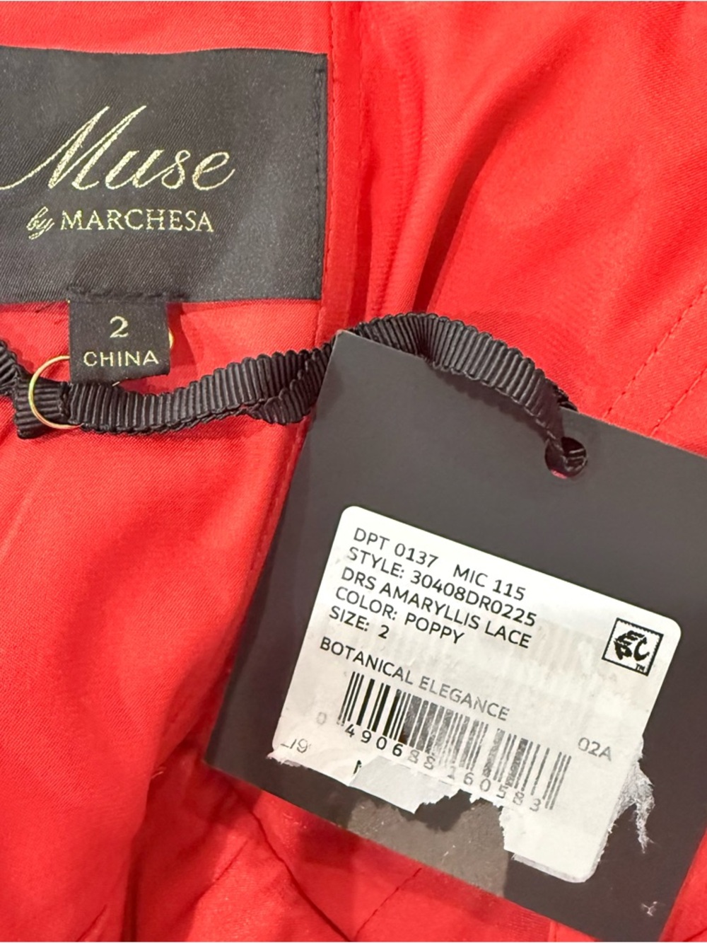 Muse by Marchesa Amaryllis Red Lace Peplum Midi Cocktail Dress Off Shoulder NWT - Picture 12 of 15